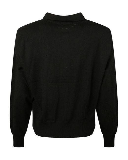 Frankie Shop Black Croydon Wool Blend Polo Shirt