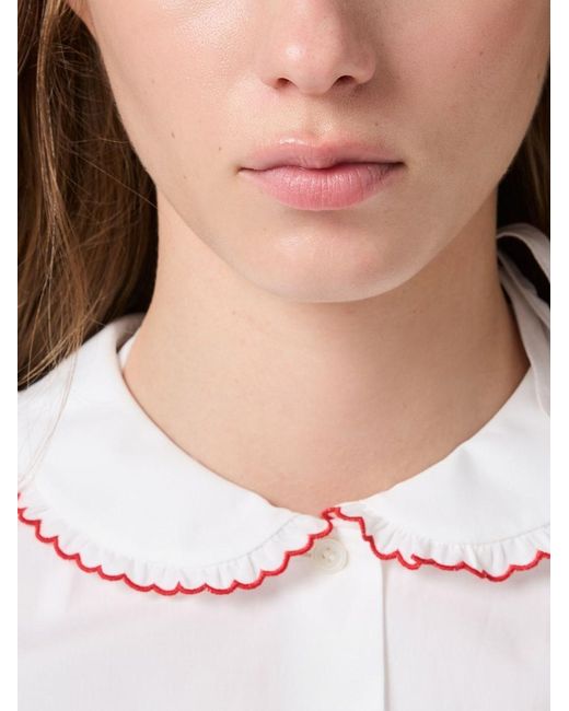 Miu Miu White Embroidered Cotton Shirt