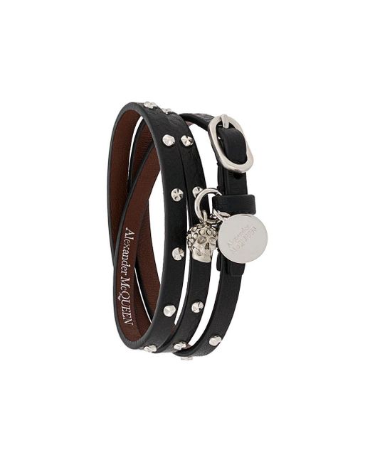 Alexander McQueen Black Studded Multi-wrap Bracelet