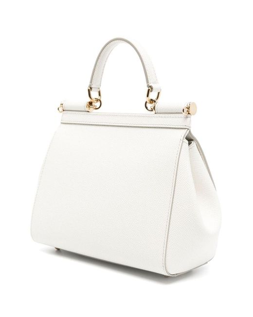 Dolce & Gabbana White Sicily Medium Leather Handbag