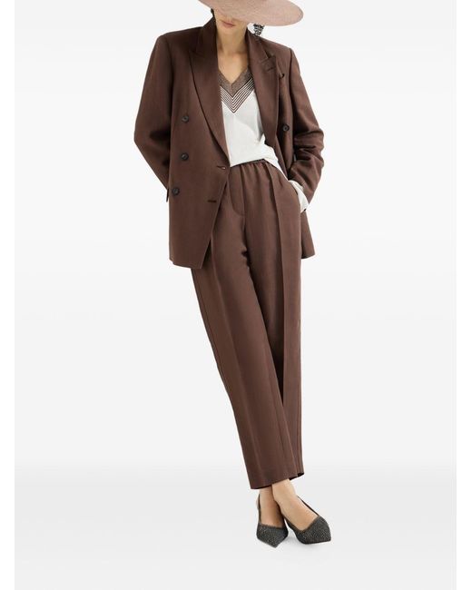 Brunello Cucinelli Brown Linen Blend Trousers