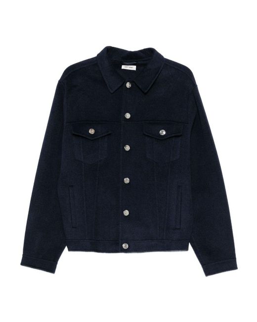 Soft Goat Blue Denim Jacket Bottoned Up for men