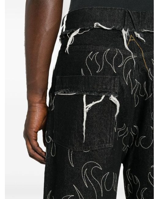 AIREI Black Patterned Bermuda Shorts for men