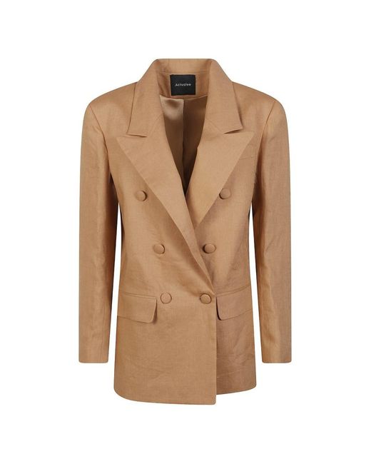 ACTUALEE Natural Double-Breasted Blazer