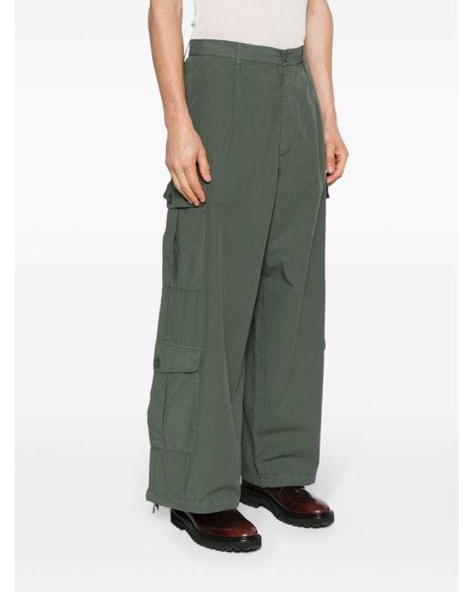Emporio Armani Green Cotton Cargo Trousers for men