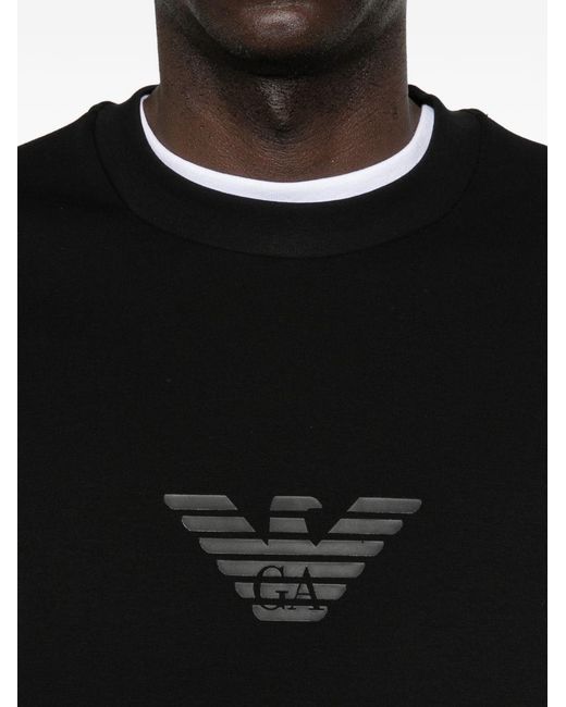 Emporio Armani Black Logo Cotton Sweatshirt for men