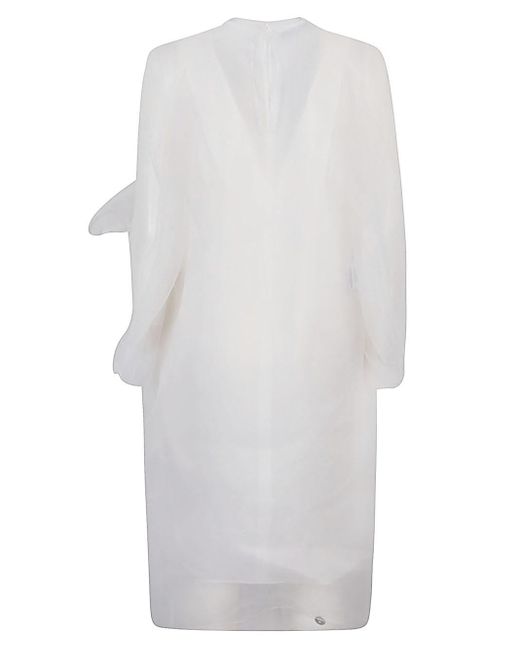 Prada White Voile Tec Midi Dress