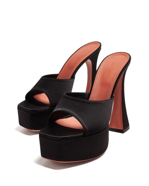 AMINA MUADDI Black Dalida Satin Mules