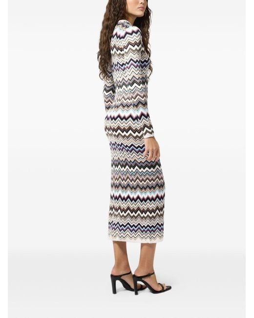 Missoni White Zig Zag Motif Long Dress