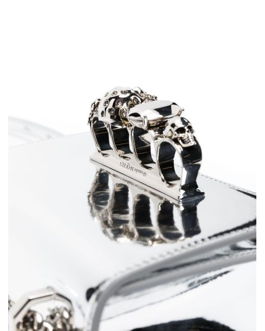 Borsa mini jewelled satchel di Alexander McQueen in Metallic