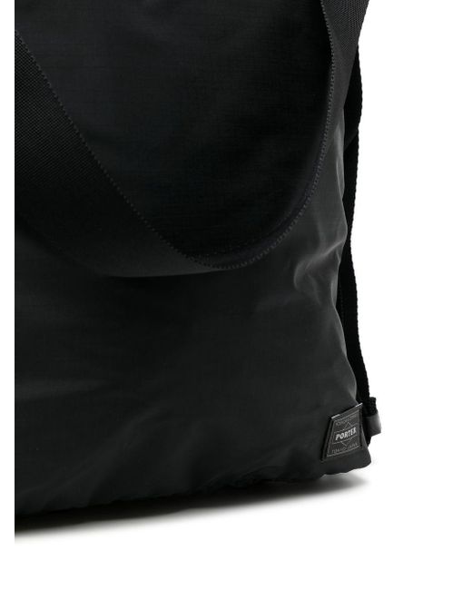 Porter-Yoshida and Co Black Logo-patch Shoulder Bag for men