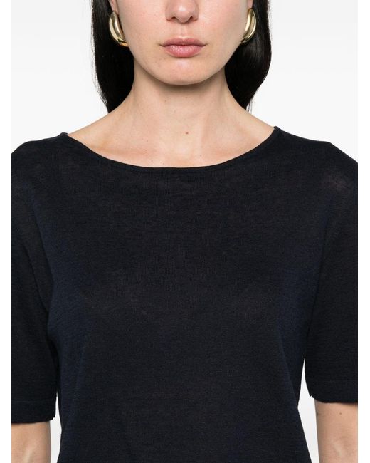 Base London Black Linen And Cotton Blend Sweater