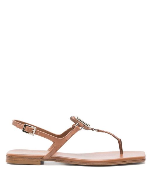 Roger Vivier Brown Viv By The Sea Leather Thong Sandals