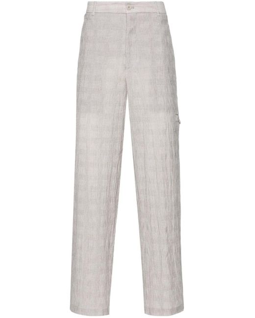Emporio Armani White Mid-rise Tapered Trousers for men