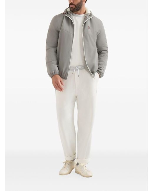 Brunello Cucinelli White Logo Cotton Sweatshirt for men