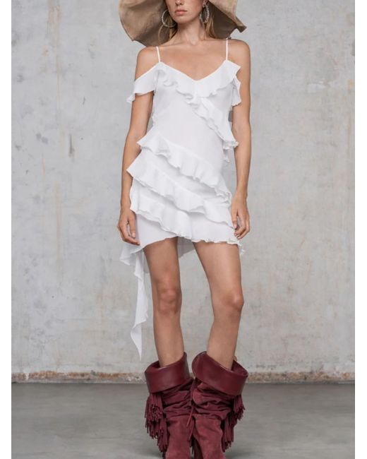 LES FILLES D'EVA White Dress With Flounces