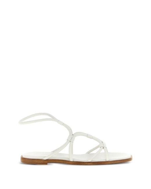Gianvito Rossi White Leather Flat Sandals