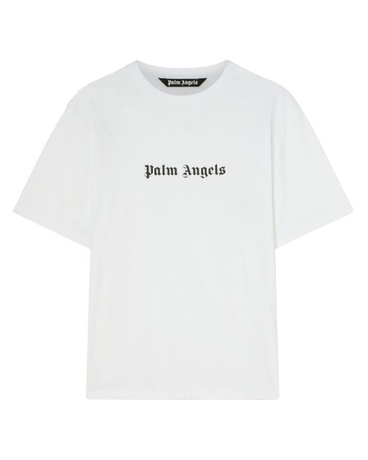 Weißes T -Shirt mit Logoschriften di Palm Angels in White da Uomo