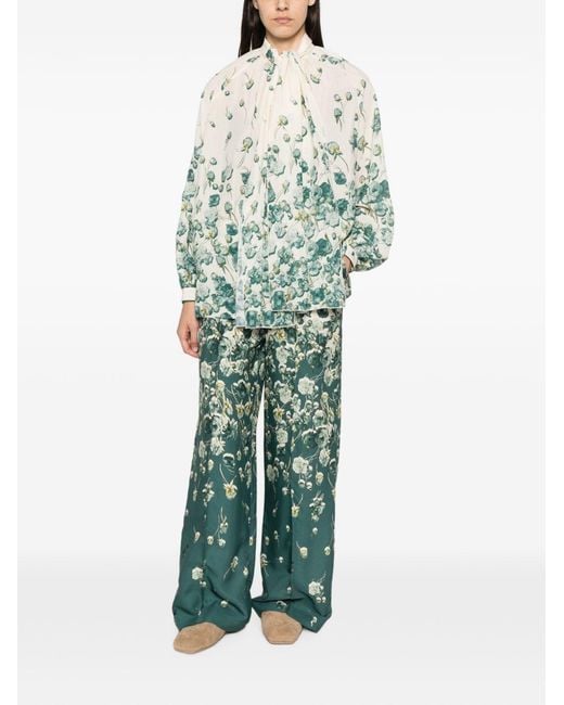 F.R.S For Restless Sleepers Green Silk Blend Printed Shirt
