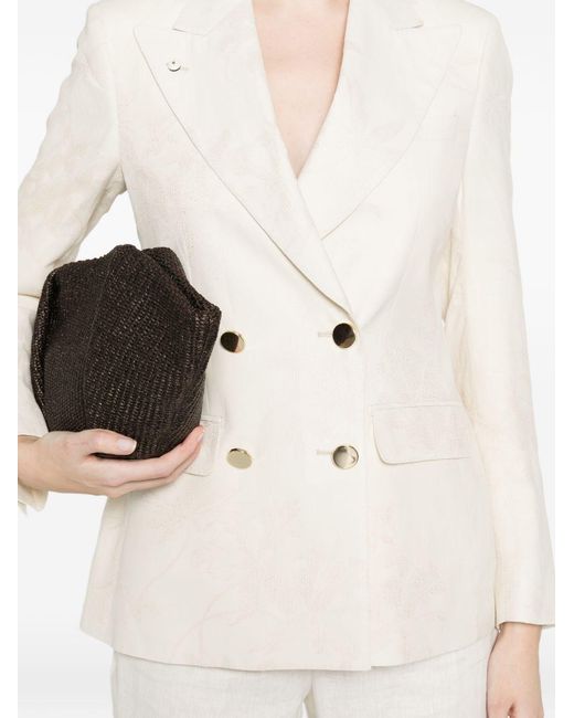 L.b.m. 1911 White Linen Blend Double-Breasted Jacket