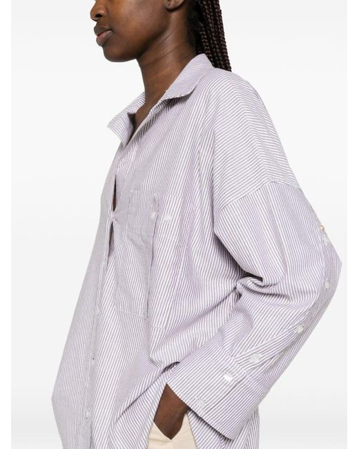 White Sand White Striped Cotton Shirt