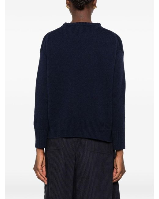 Base London Blue Wool And Cashmere Crewneck Sweater