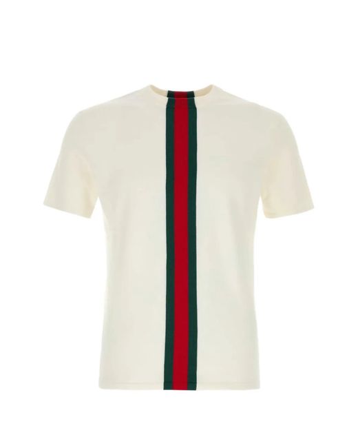 Gucci White Web Detail Cotton T-Shirt for men