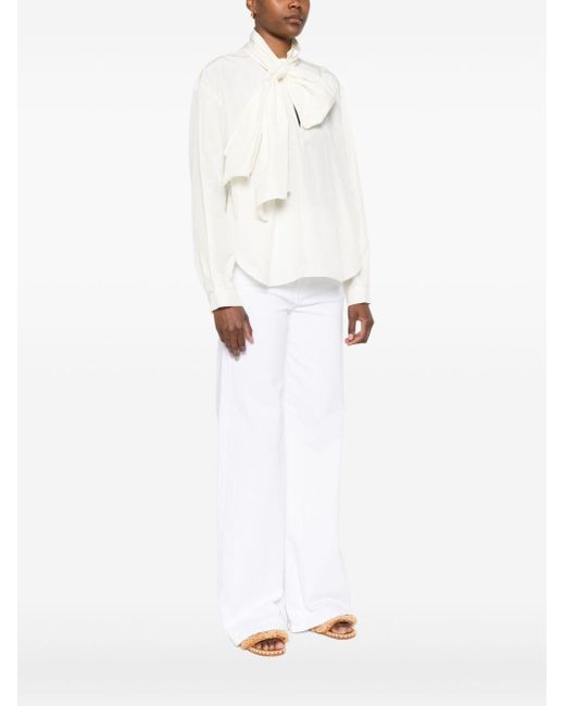 Forte Forte White Blouse With Bow Tie Detail