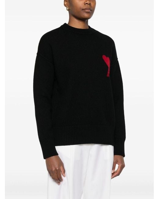 AMI Black Ami De Coeur Wool Cardigan