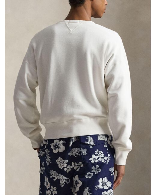 Polo Ralph Lauren White Vintage Fleece Sweater for men