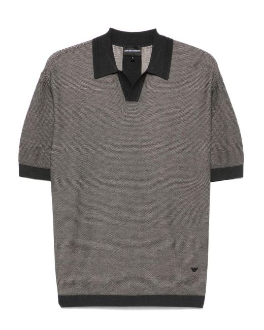 Emporio Armani Gray Wool Blend Polo Shirt for men