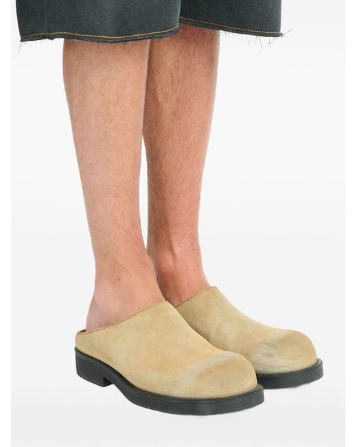 MM6 by Maison Margiela White Suede Leather Slippers for men