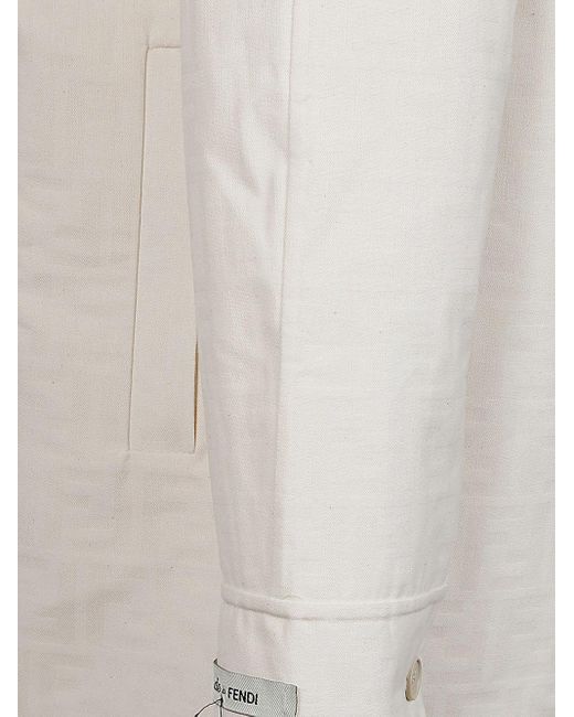 Fendi White Blouson Jacket With Logo for men