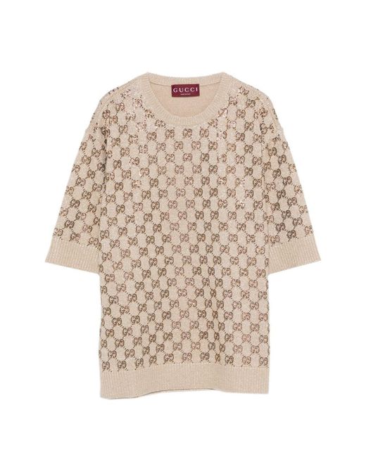 Gucci Natural Gg Wool Sweater