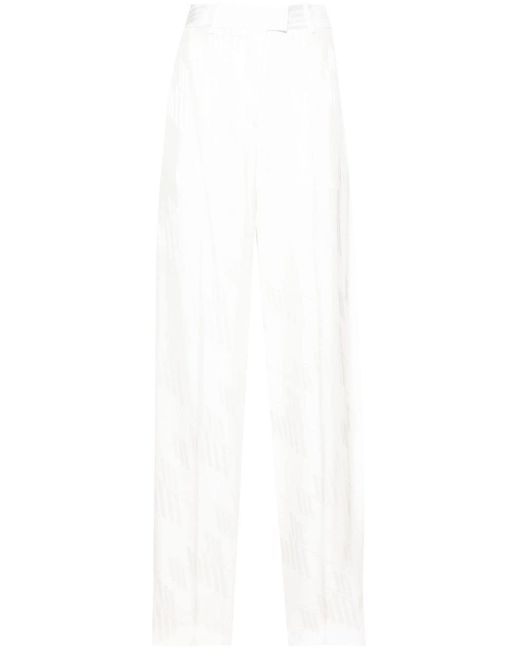 The Attico White Logo-jacquard Trousers