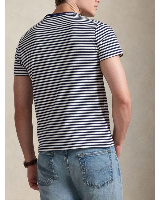 Polo Ralph Lauren Blue Slim Fit Striped T-Shirt for men