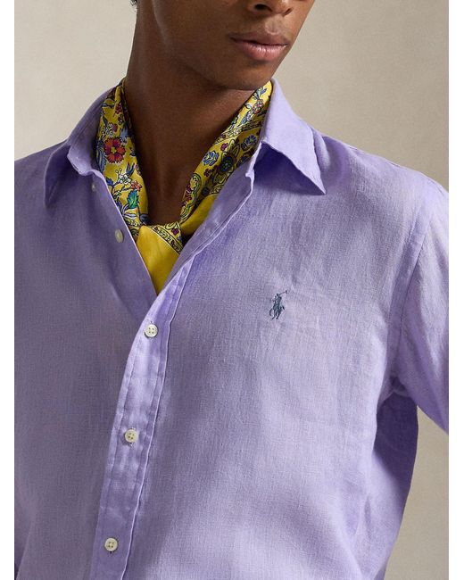 Polo Ralph Lauren Purple Linen Shirt for men