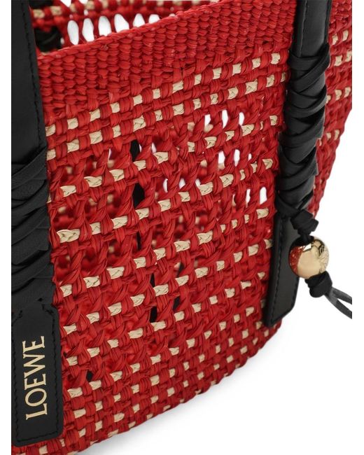 Loewe Red Braid Small Rafia Tote