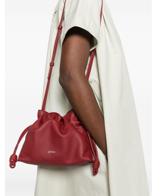 Loewe Red Mini Flamenco Drawstring Clutch Bag