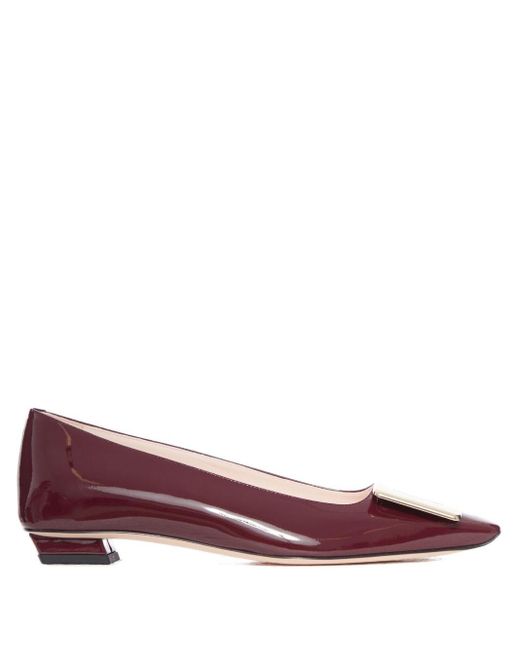 Roger Vivier Brown Belle Vivier Patent Leather Ballets