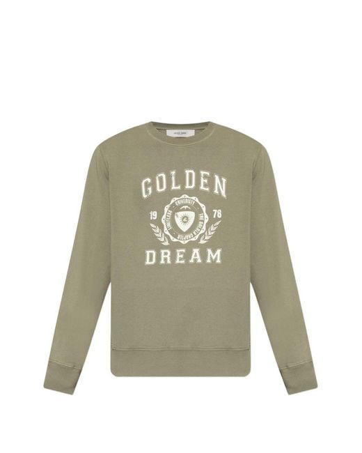 Golden Goose Deluxe Brand Green Logo Cotton Sweatshirt for men