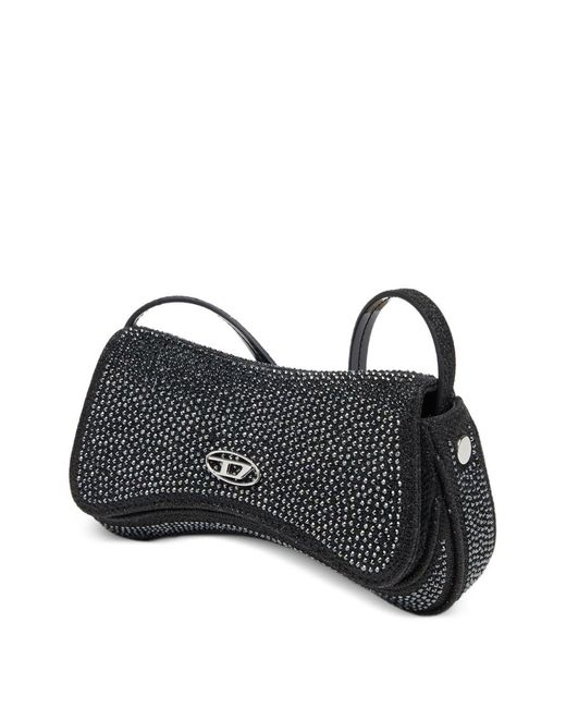 DIESEL Black Mini Handbag With Rhinestones And Adjustable Strap