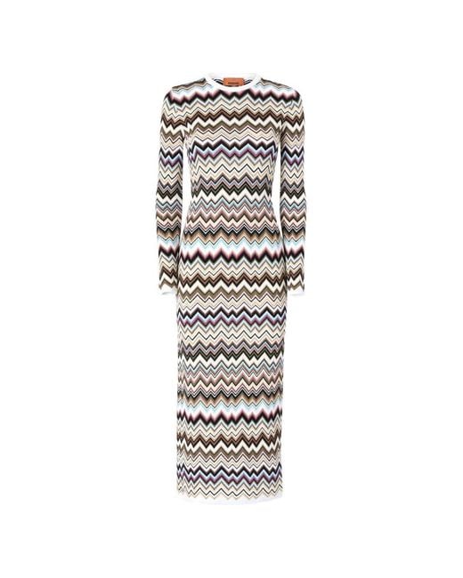 Missoni White Zig Zag Motif Long Dress