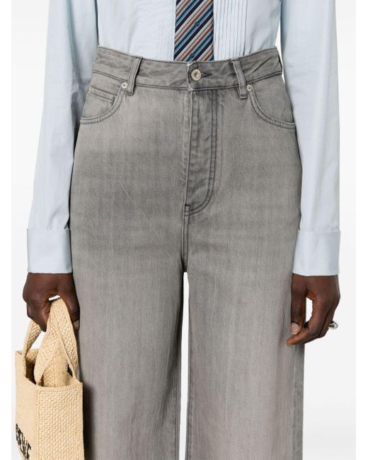Jeans In Denim A Vita Alta di Loewe in Gray