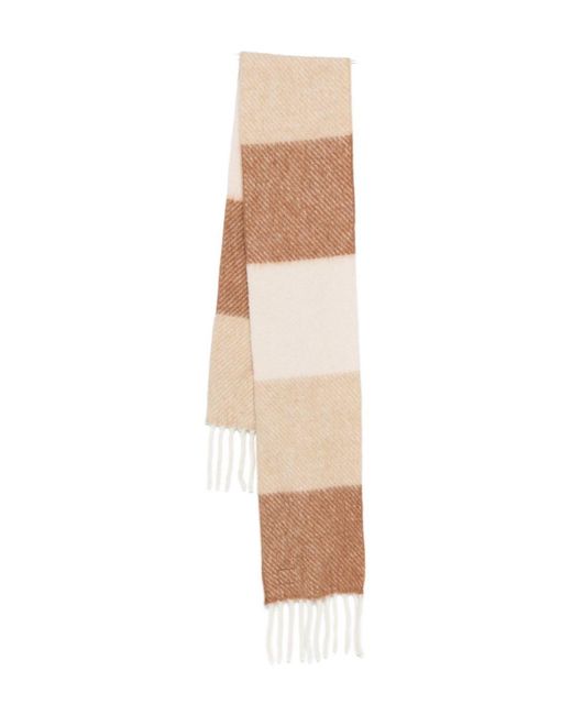 Loewe White Wool Fringed Scarf