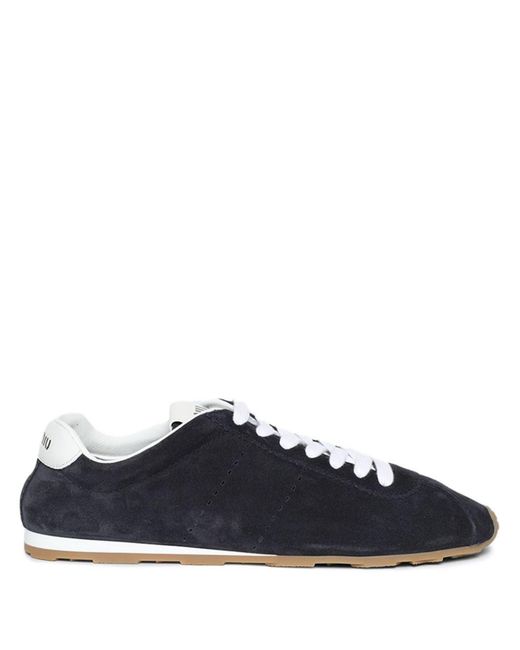Miu Miu Blue Plume Suede Leather Sneakers