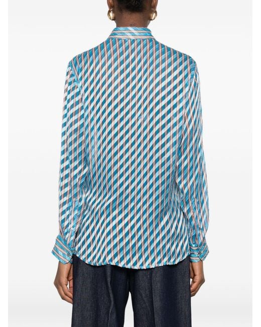 Dries Van Noten Blue Clavelly Silk Blend Shirt