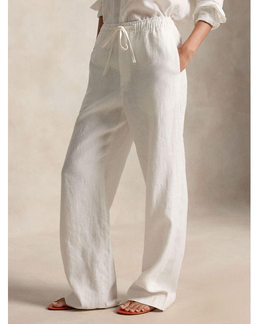 Polo Ralph Lauren White Linen Trousers