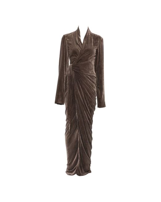 Rick Owens Brown Draped Maxi Dress