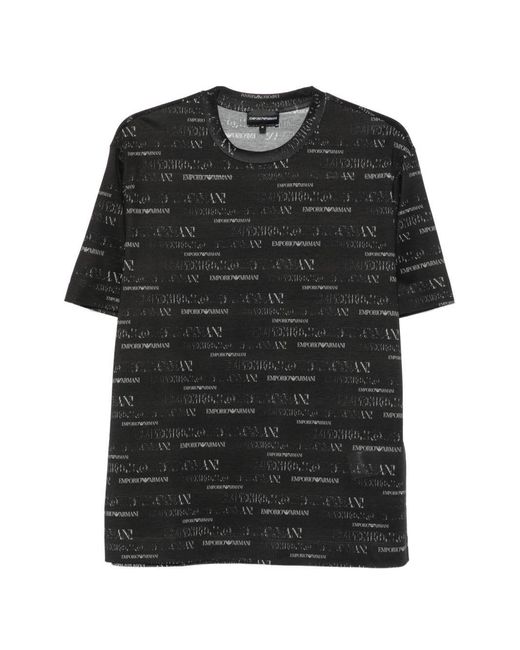 Emporio Armani Black Logo-Print T-Shirt for men